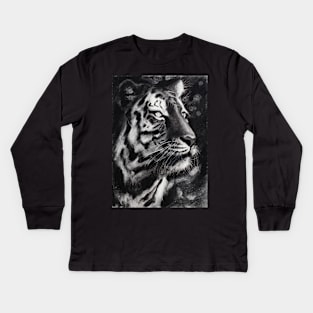 Tiger - charcoal drawing Kids Long Sleeve T-Shirt